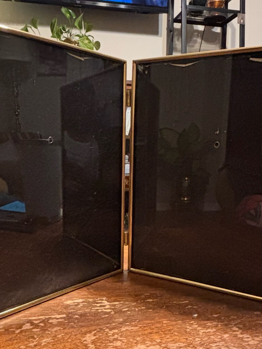 Vintage Glass and brass Folding picture frame